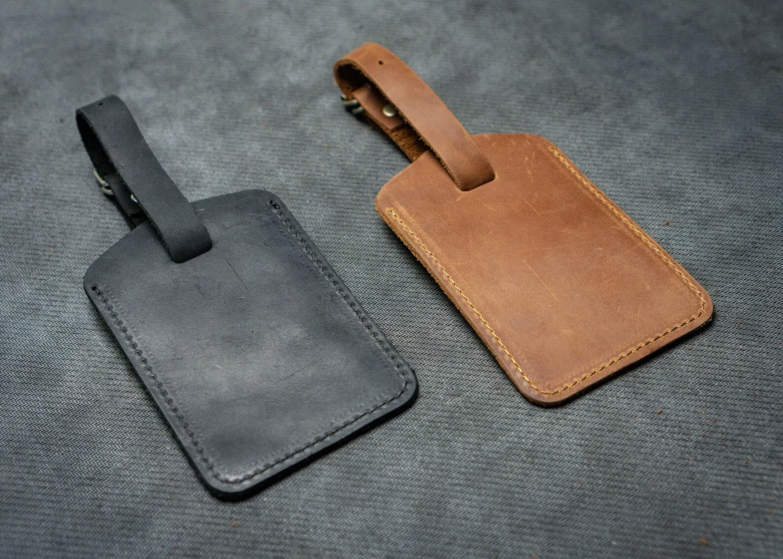 Leather Luggage tag with Leather AirTag Case Holder | Handcrafted