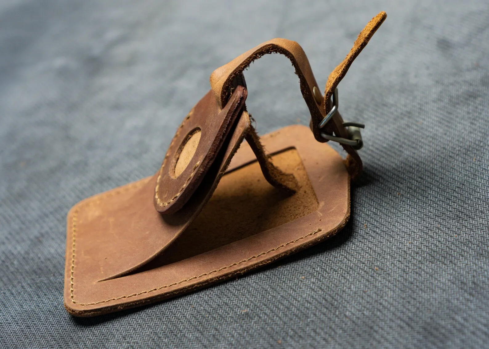 Leather Luggage tag with Leather AirTag Case Holder | Handcrafted