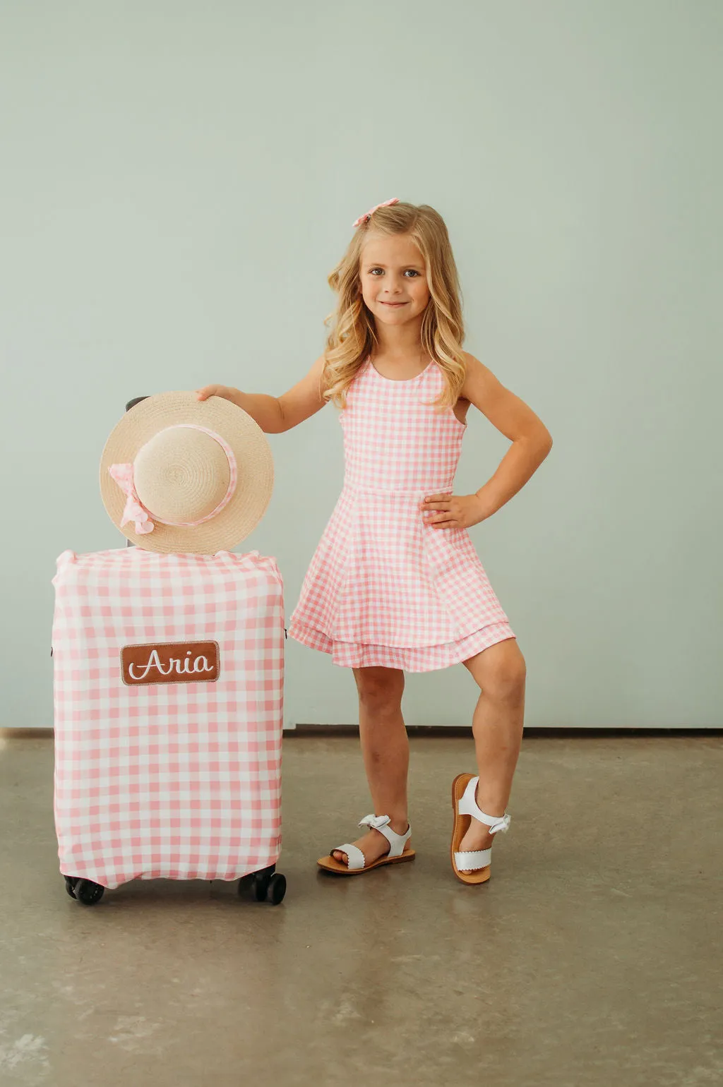 Luggage Cover - Pink Gingham