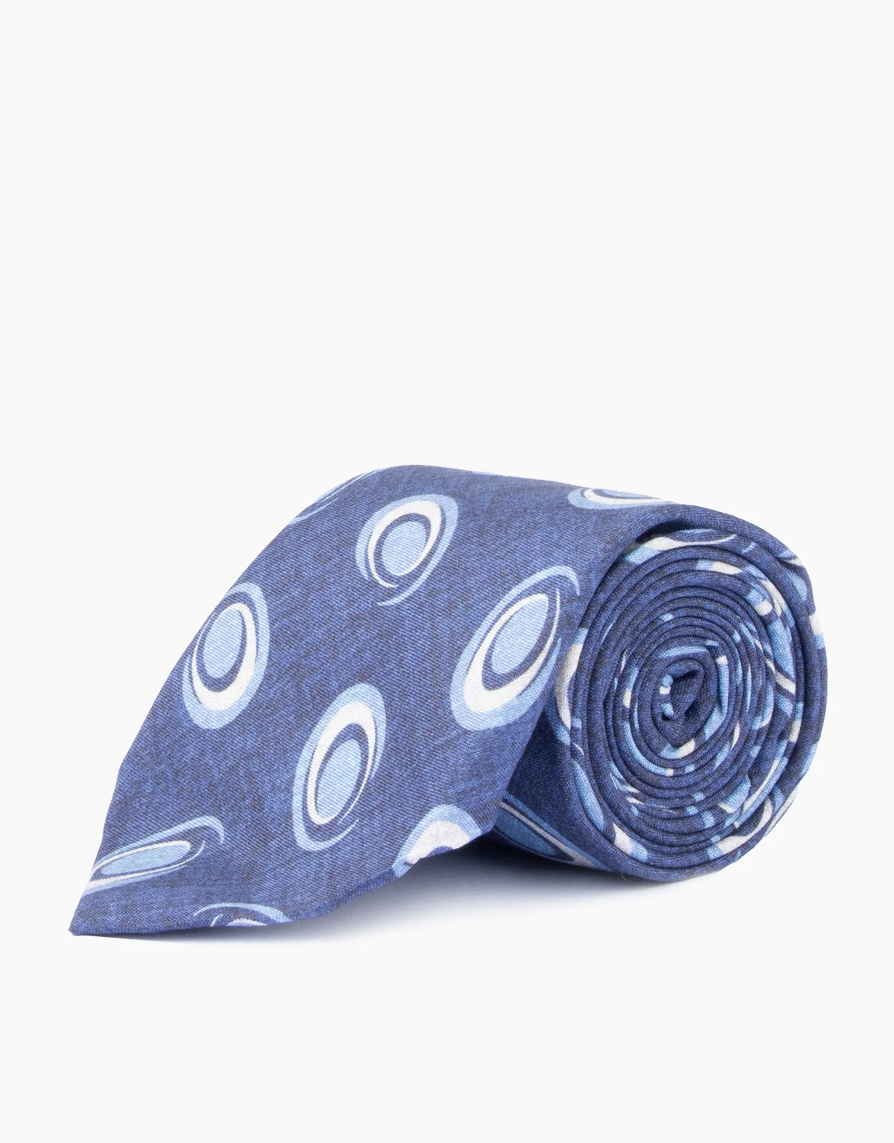 Navy Swirl Geometric Silk Tie