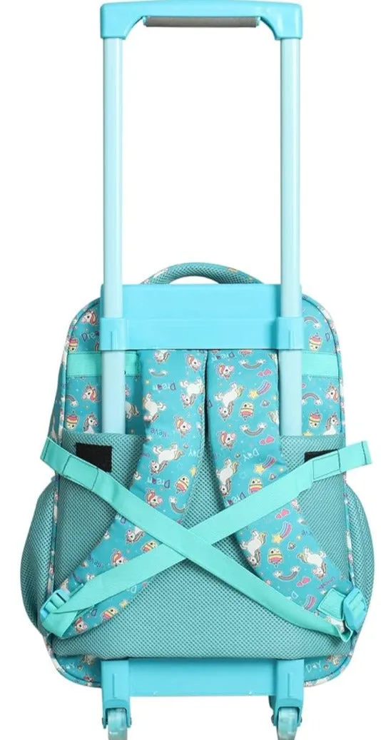 Novex Brand Unicorn Backpack with Trolly  (Sky Blue)