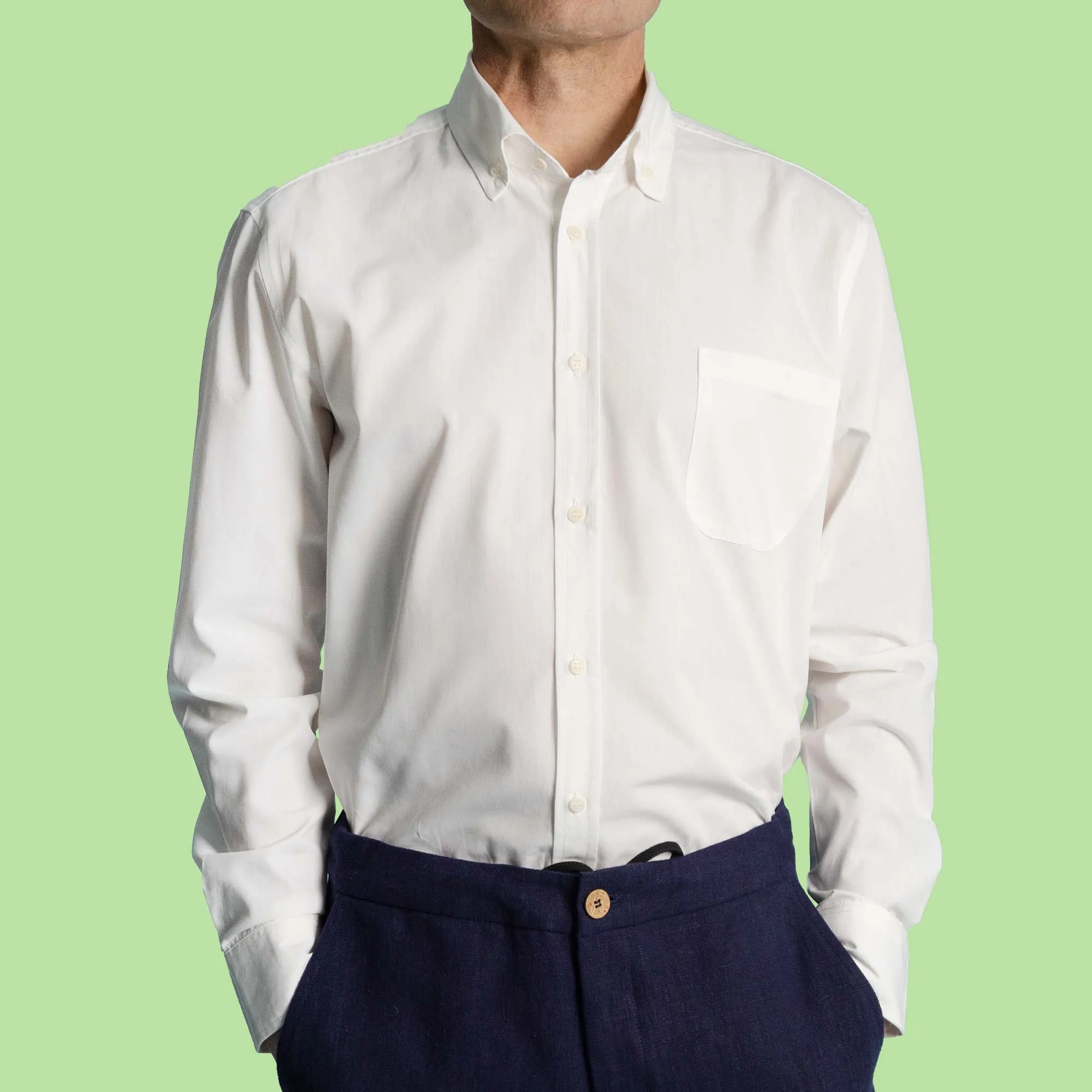 PARK PLACE 100% Organic Cotton Long-Sleeve Shirt (OC Thread, Plastic-Free Nut Buttons) (100% Biodegradable)