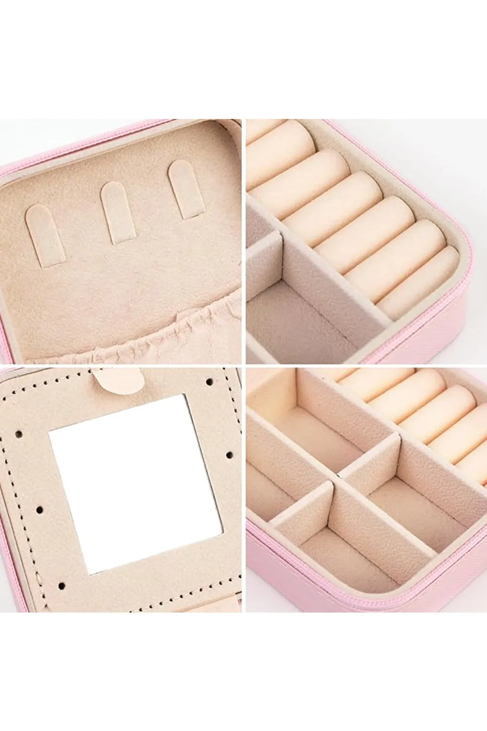 Pink Portable Initial J Graphic Layered Jewelry Box