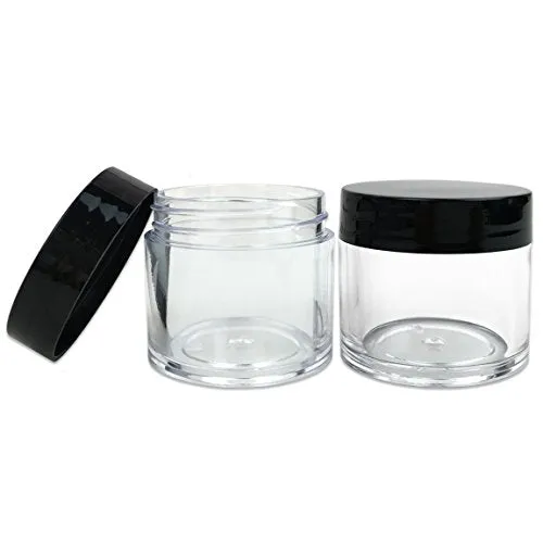 (Quantity: 12 Pieces) Beauticom 30G/30ML (1 Oz) Round Clear Jars with Black Lids for Pills, Medication, Ointments and Other Beauty and Health Aids - BPA Free