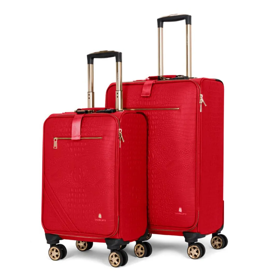 Red Apollo 2 Faux Crocodile Skin 2 Piece Suitcases