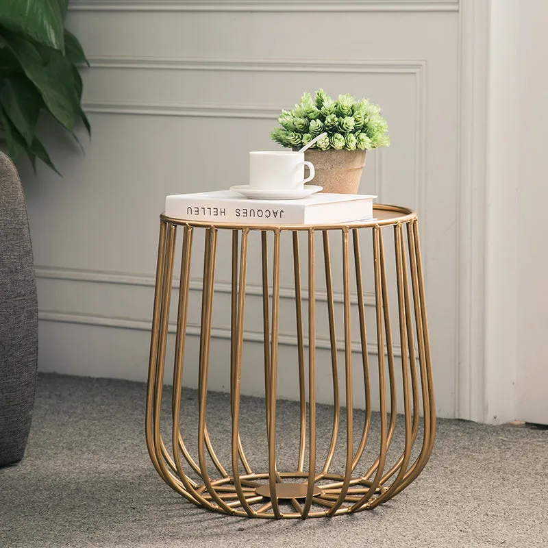 Round Metal Frame Side Table