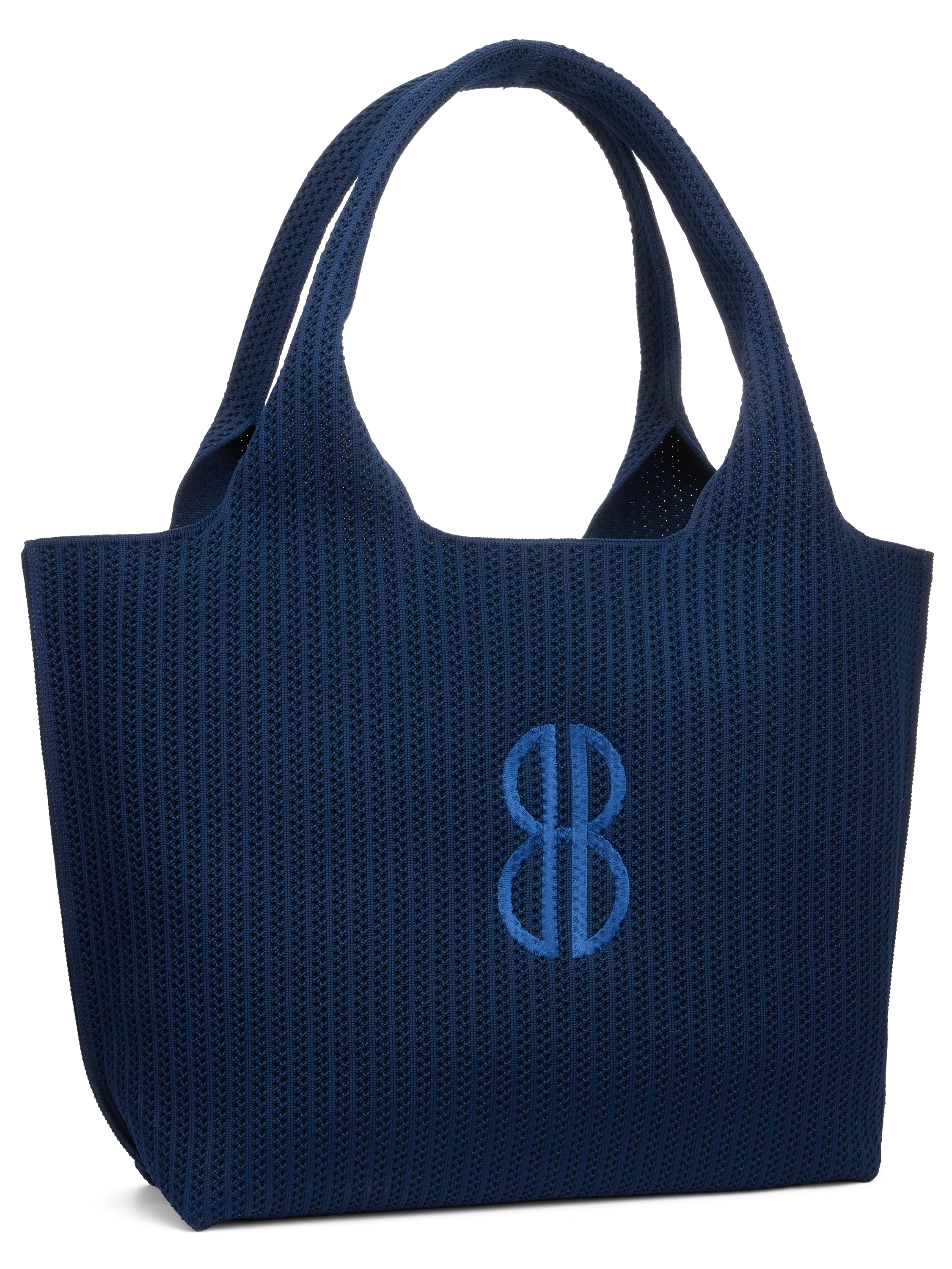 Sutton City Tote - Navy Stripe Monogram - Large