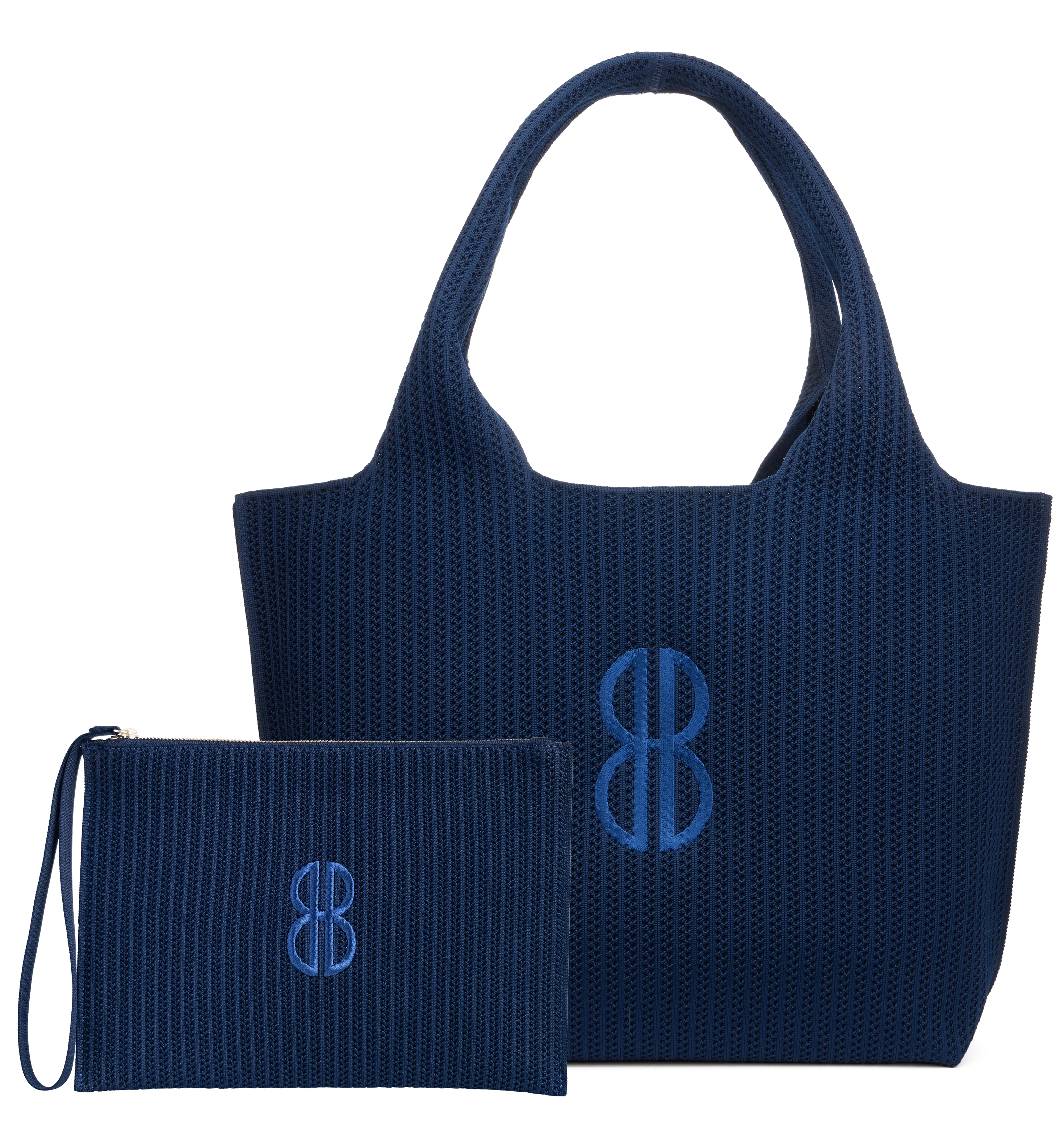 Sutton City Tote - Navy Stripe Monogram - Large