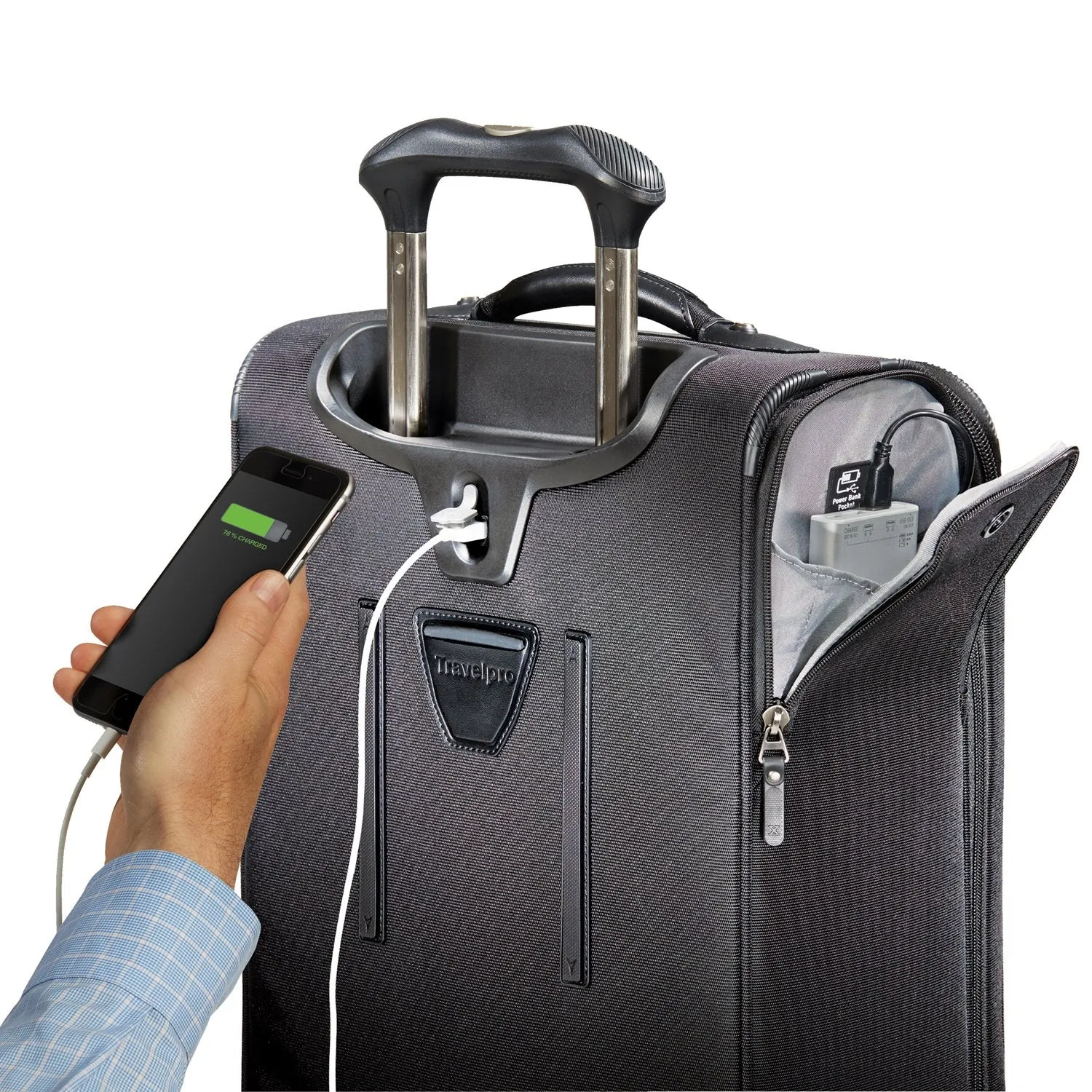 Travelpro Luggage Crew 11 21" Carry-on Expandable Spinner w/Suiter and USB Port, Black