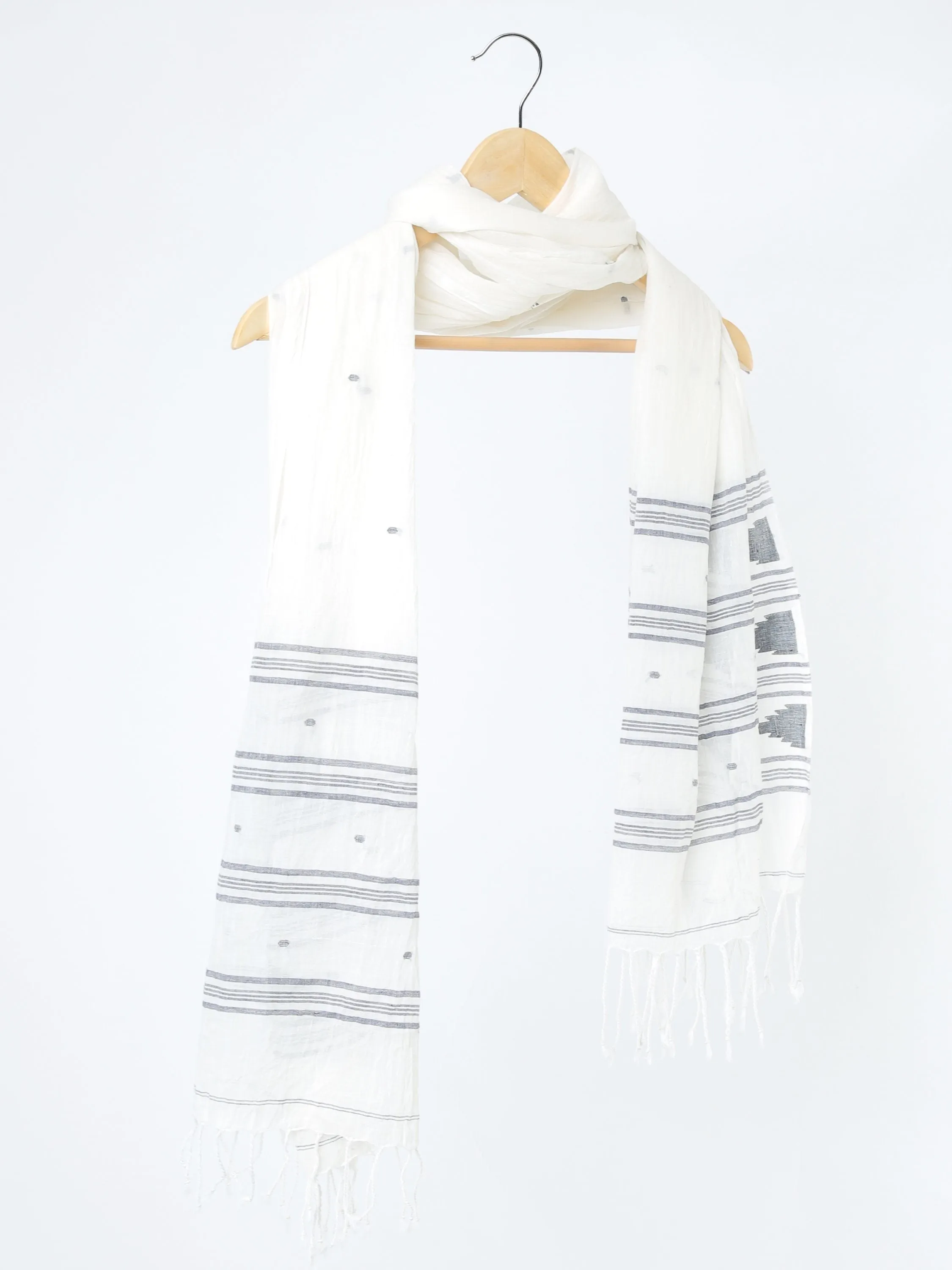 White Muslin Cotton Jamdani Stole